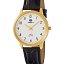 Reloj Marea Hombre con Esfera Blanca y Elementos Dorados, Brazalete de Piel Negra